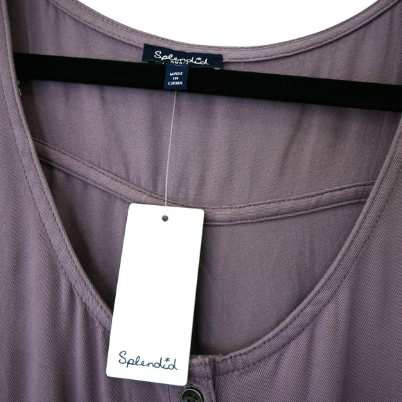 Splendid Purple Henley Tank Dress Viscose Size Small Scoop Neck - Picture 5 of 6